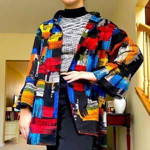 Retro Ali Miles Women’s Abstract Oversized Button-Front Jacket (size XL)